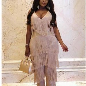 Meshki Nude fringe Top